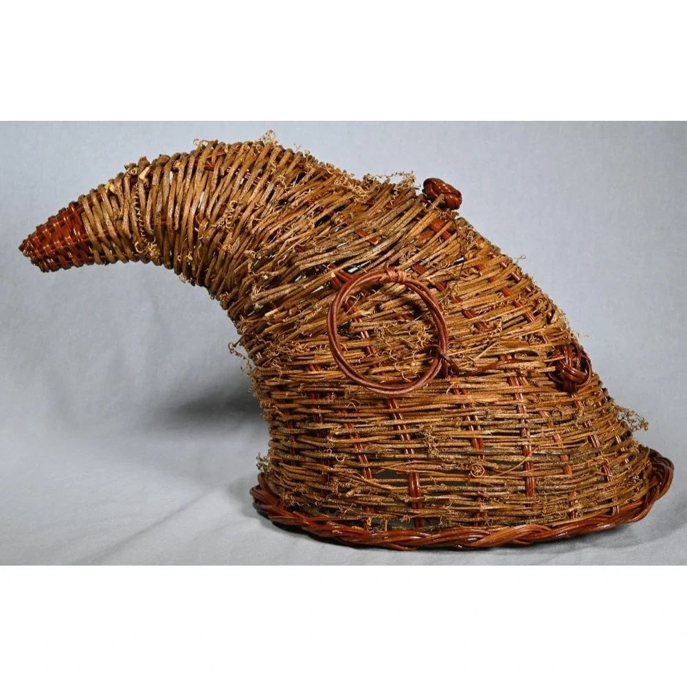 Vintage Cornucopia Horn of Plenty Wicker Grapevine Basket Large 20